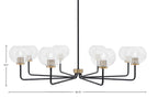 Sandia Eight Light Chandelier in Matte Black & New Age Brass with Clear Bubble Shade