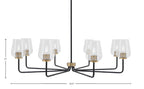 Sandia Eight Light Chandelier in Matte Black & New Age Brass with Clear Bubble Shade