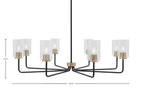 Sandia Eight Light Chandelier in Matte Black & New Age Brass with Clear Bubble Shade