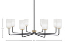 Sandia Eight Light Chandelier in Matte Black & New Age Brass with White Marble Shade