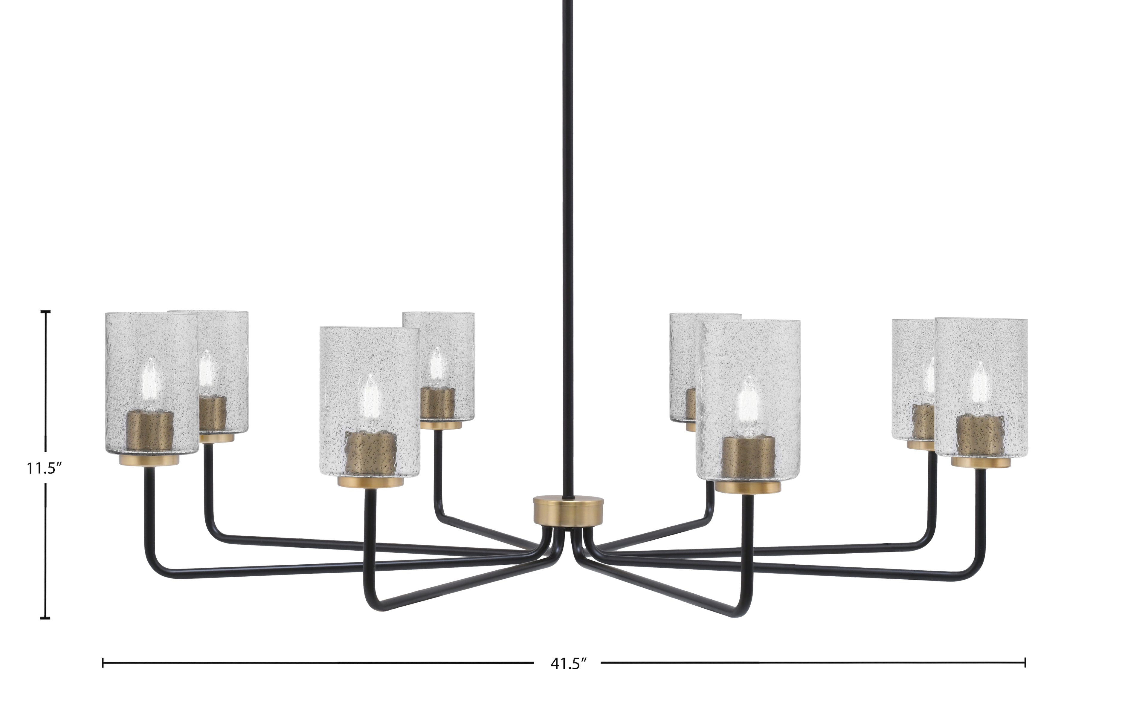 Sandia Eight Light Chandelier in Matte Black & New Age Brass with Smoke Bubble Shade