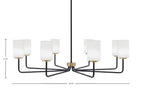 Sandia Eight Light Chandelier in Matte Black & New Age Brass with White Muslin Shade