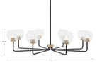 Sandia Eight Light Chandelier in Matte Black & New Age Brass with Clear Bubble Shade