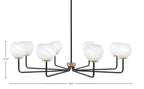 Sandia Eight Light Chandelier in Matte Black & New Age Brass with White Marble Shade