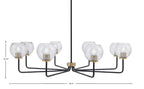 Sandia Eight Light Chandelier in Matte Black & New Age Brass with Smoke Bubble Shade