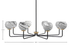 Sandia Eight Light Chandelier in Matte Black & New Age Brass with Onyx Swirl Shade