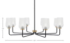 Sandia Eight Light Chandelier in Matte Black & New Age Brass with Clear Textured Shade
