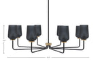 Sandia Eight Light Chandelier in Matte Black & New Age Brass with Smoke Textured Shade