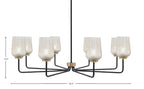Sandia Eight Light Chandelier in Matte Black & New Age Brass with Silver Textured Shade