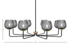 Sandia Eight Light Chandelier in Matte Black & New Age Brass with Smoke Textured Shade
