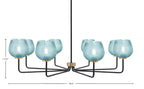 Sandia Eight Light Chandelier in Matte Black & New Age Brass with Turquoise Textured Shade