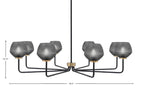 Sandia Eight Light Chandelier in Matte Black & New Age Brass with Smoke Textured Shade