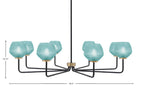 Sandia Eight Light Chandelier in Matte Black & New Age Brass with Turquoise Textured Shade