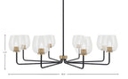 Sandia Eight Light Chandelier in Matte Black & New Age Brass with Clear Bubble Shade