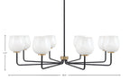 Sandia Eight Light Chandelier in Matte Black & New Age Brass with White Marble Shade