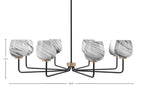 Sandia Eight Light Chandelier in Matte Black & New Age Brass with Onyx Swirl Shade