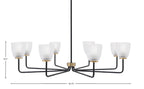 Sandia Eight Light Chandelier in Matte Black & New Age Brass with Clear Ribbed Shade