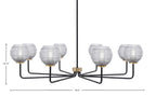 Sandia Eight Light Chandelier in Matte Black & New Age Brass with Clear Ribbed Shade