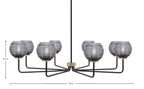 Sandia Eight Light Chandelier in Matte Black & New Age Brass with Smoke Ribbed Shade