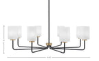 Sandia Eight Light Chandelier in Matte Black & New Age Brass with White Marble Shade