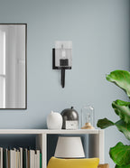 Sandia One Light Wall Sconce in Matte Black with Smoke Bubble Shade
