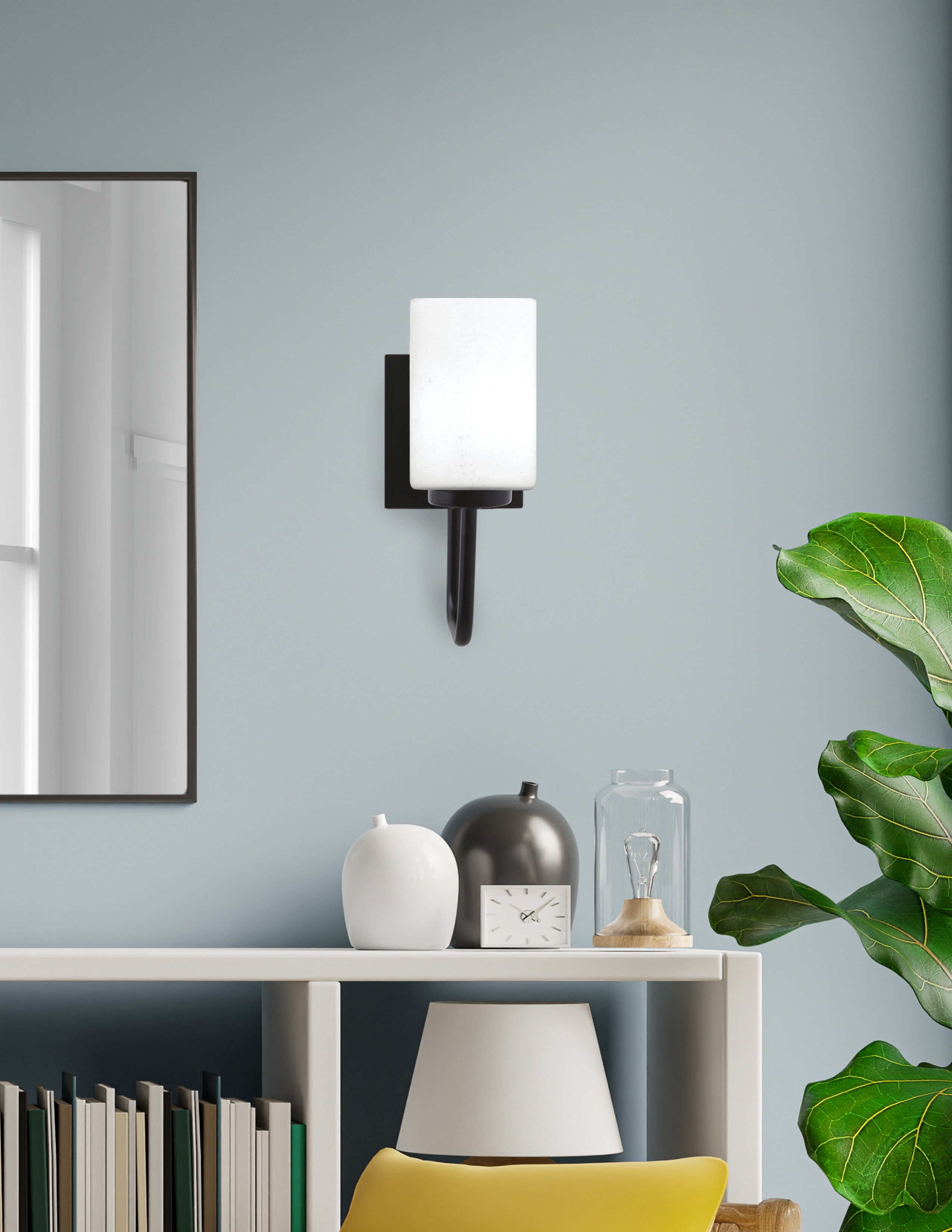 Sandia One Light Wall Sconce in Matte Black with White Muslin Shade