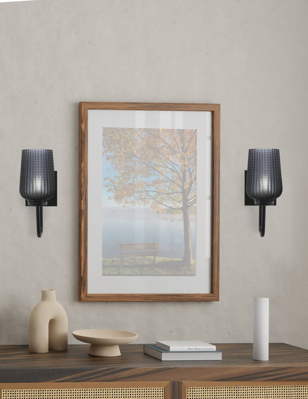 Sandia One Light Wall Sconce in Matte Black with Smoke Textured Shade
