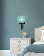 Sandia One Light Wall Sconce in Matte Black with Turquoise Textured Shade