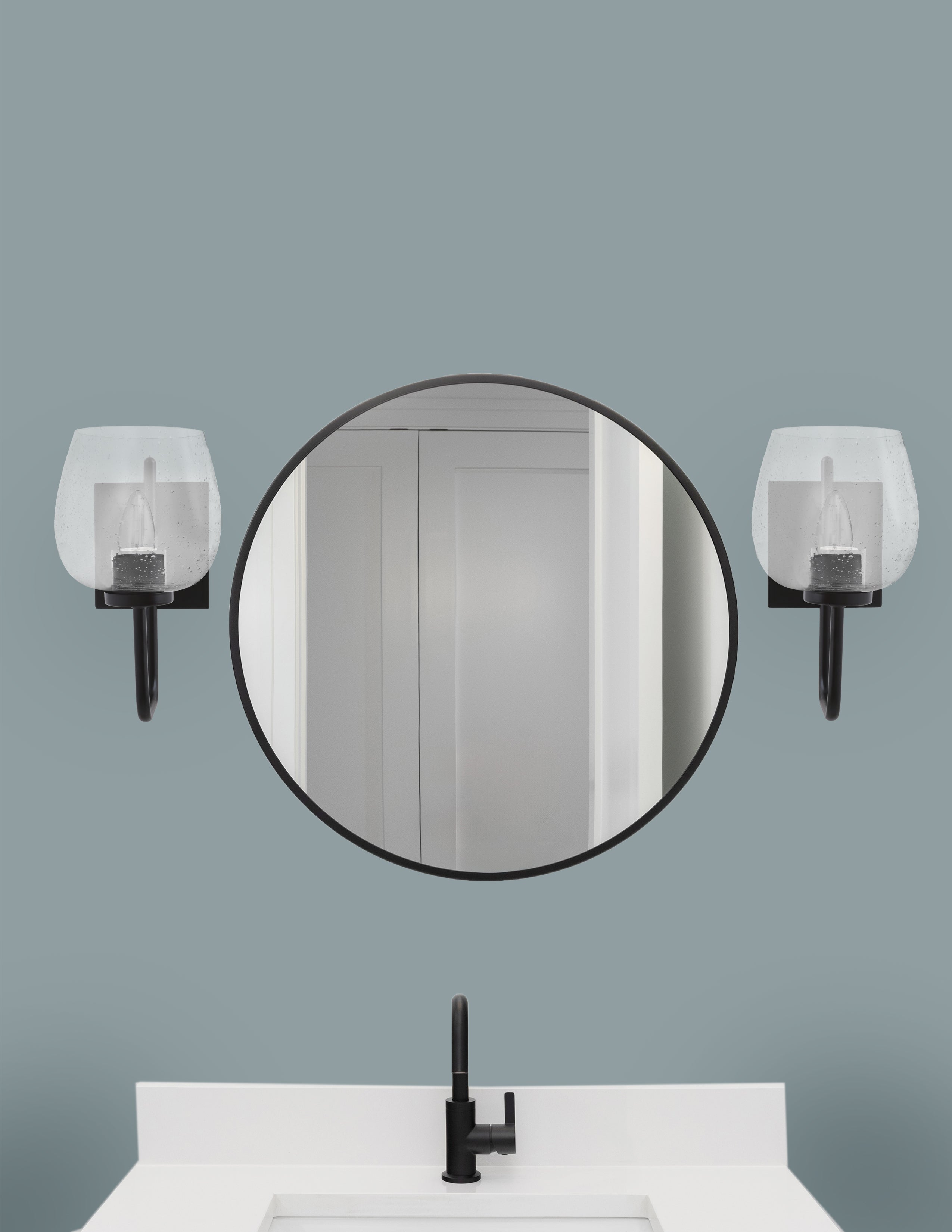 Sandia One Light Wall Sconce in Matte Black with Clear Bubble Shade