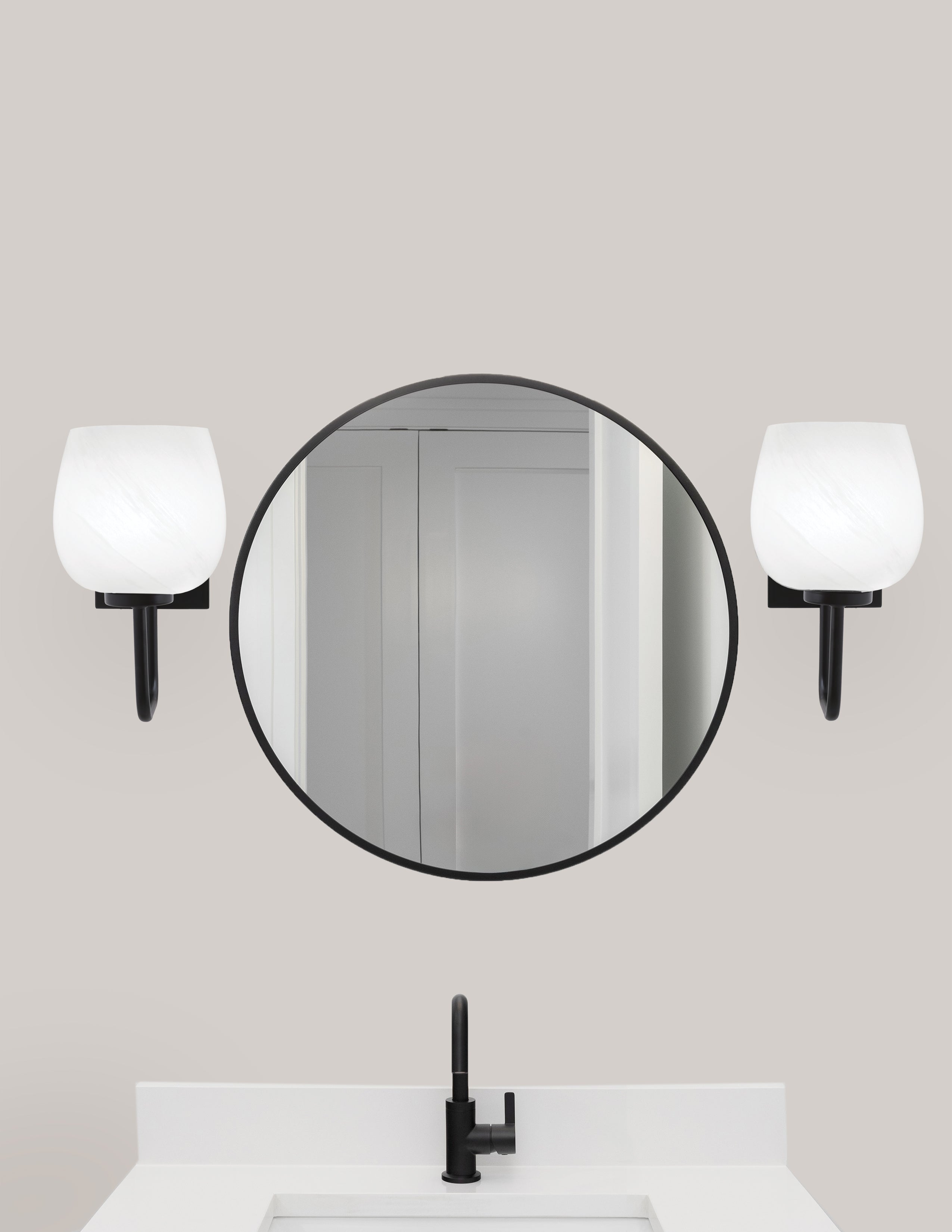 Sandia One Light Wall Sconce in Matte Black with White Marble Shade