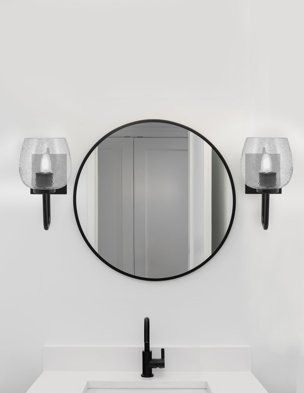 Sandia One Light Wall Sconce in Matte Black with Smoke Bubble Shade