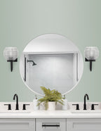Sandia One Light Wall Sconce in Matte Black with Clear Ribbed Shade