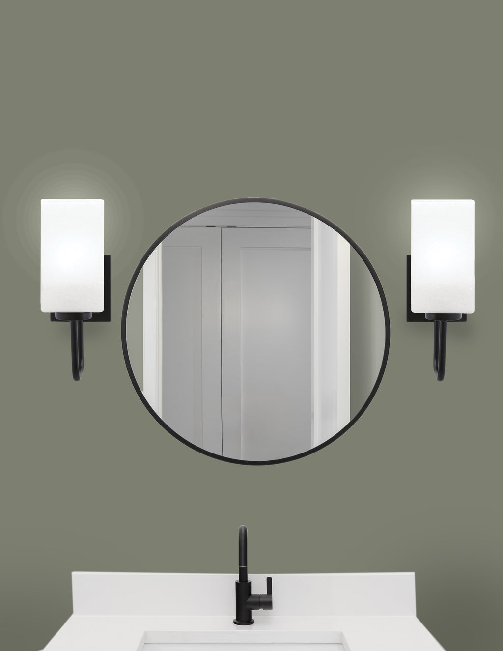 Sandia One Light Wall Sconce in Matte Black with White Marble Shade