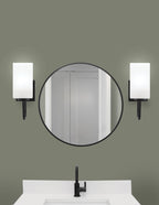Sandia One Light Wall Sconce in Matte Black with White Marble Shade