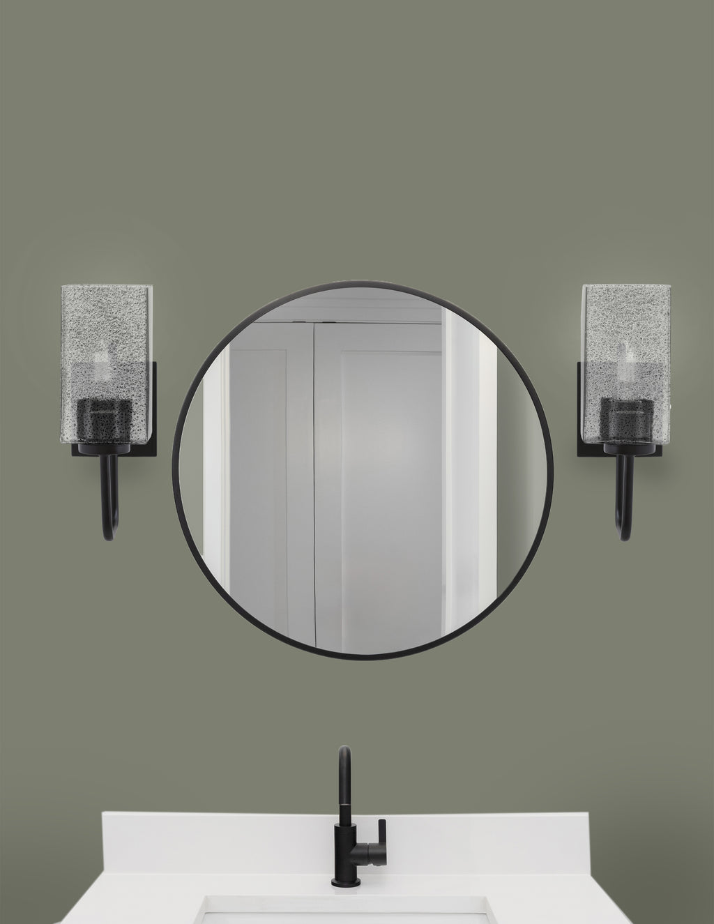 Sandia One Light Wall Sconce in Matte Black with Smoke Bubble Shade