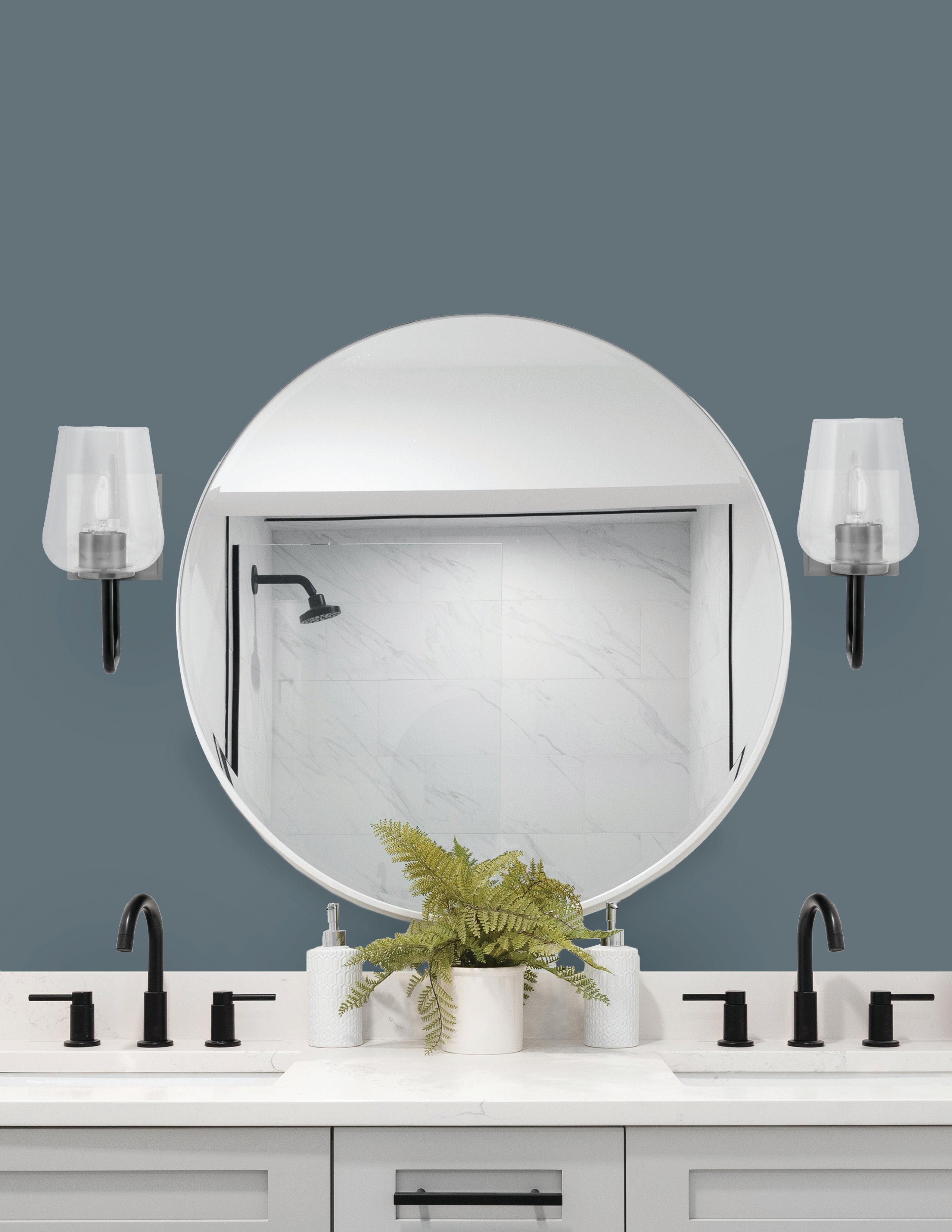 Sandia One Light Wall Sconce in Matte Black & Graphite with Clear Bubble Shade