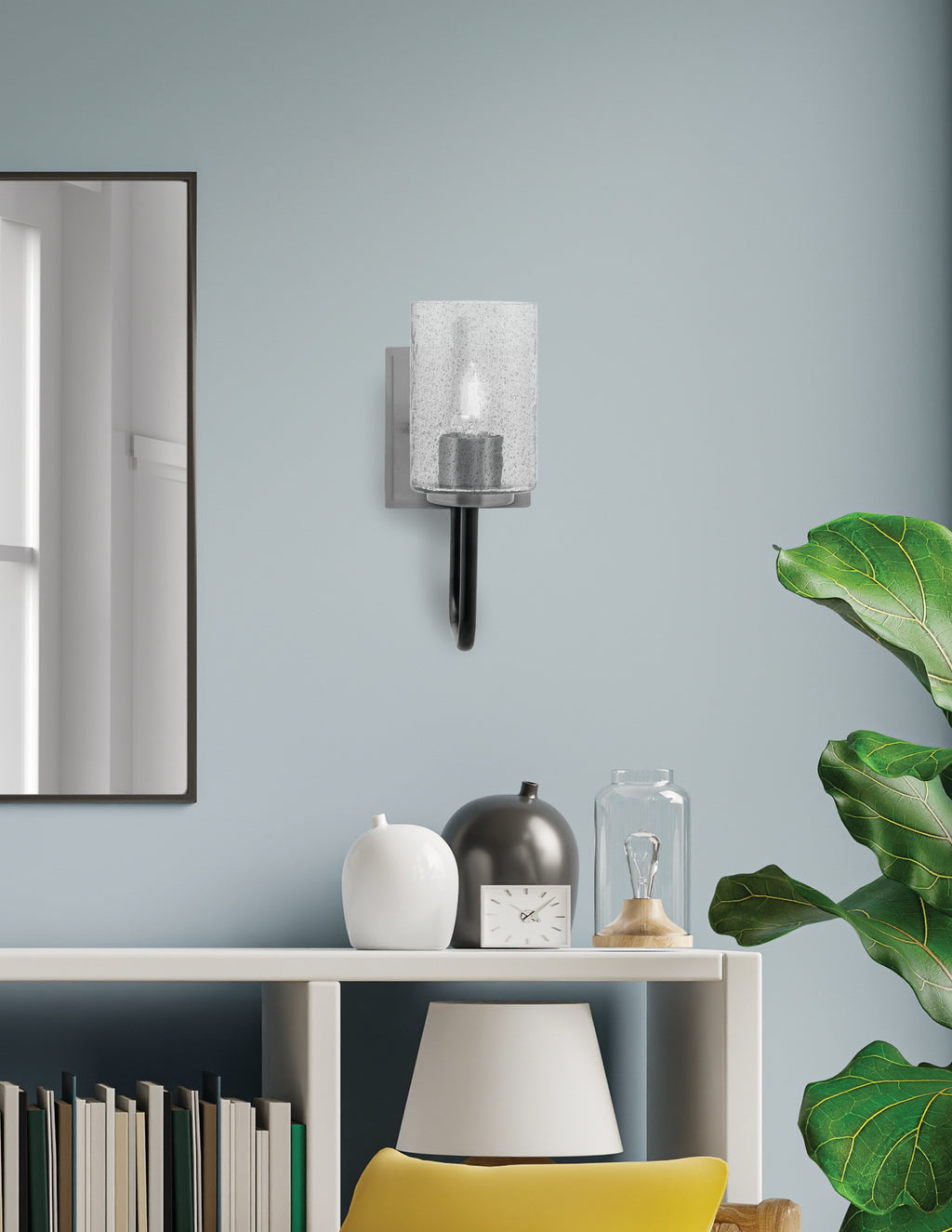 Sandia One Light Wall Sconce in Matte Black & Graphite with Smoke Bubble Shade