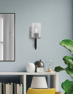 Sandia One Light Wall Sconce in Matte Black & Graphite with Smoke Bubble Shade