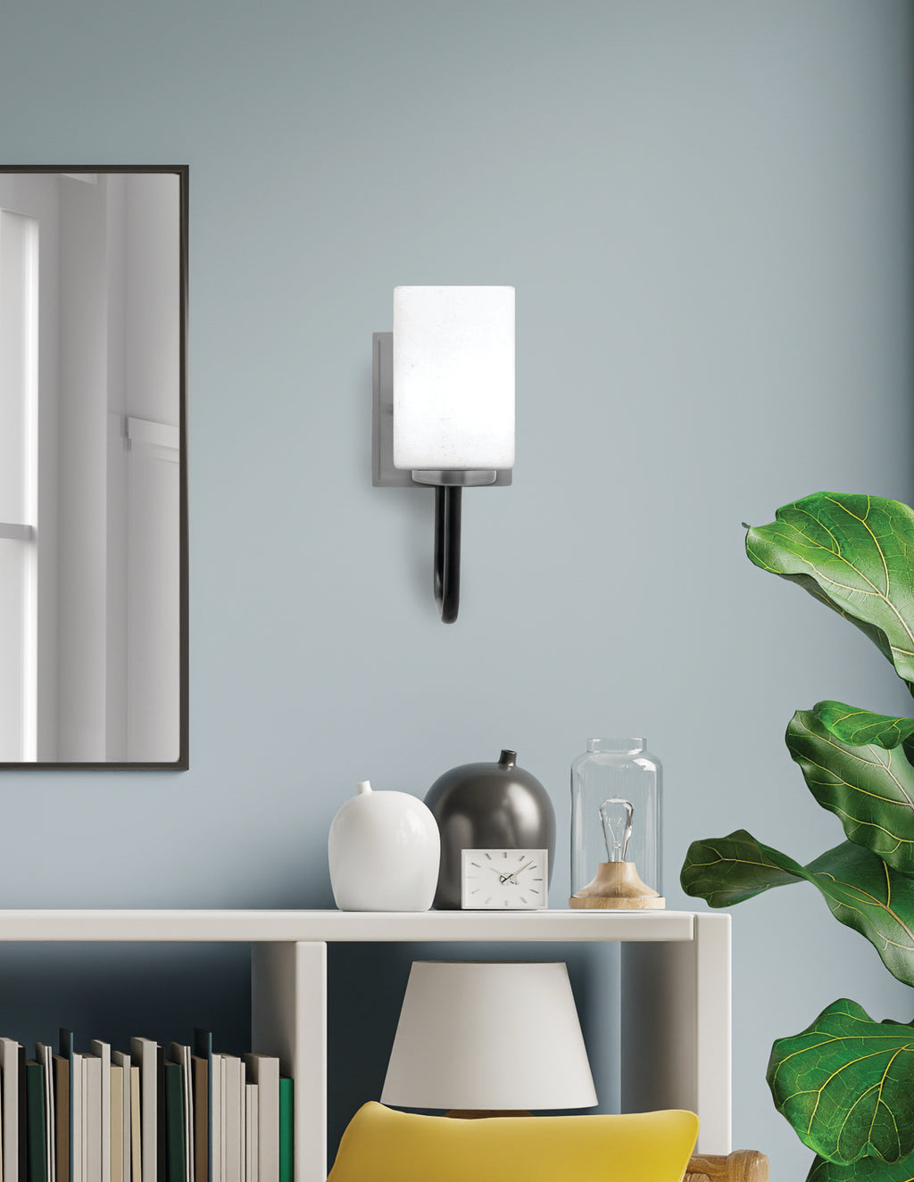 Sandia One Light Wall Sconce in Matte Black & Graphite with White Muslin Shade