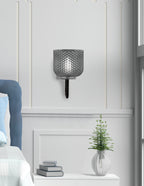 Sandia One Light Wall Sconce in Matte Black & Graphite with Smoke Textured Shade