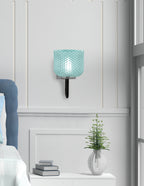 Sandia One Light Wall Sconce in Matte Black & Graphite with Turquoise Textured Shade