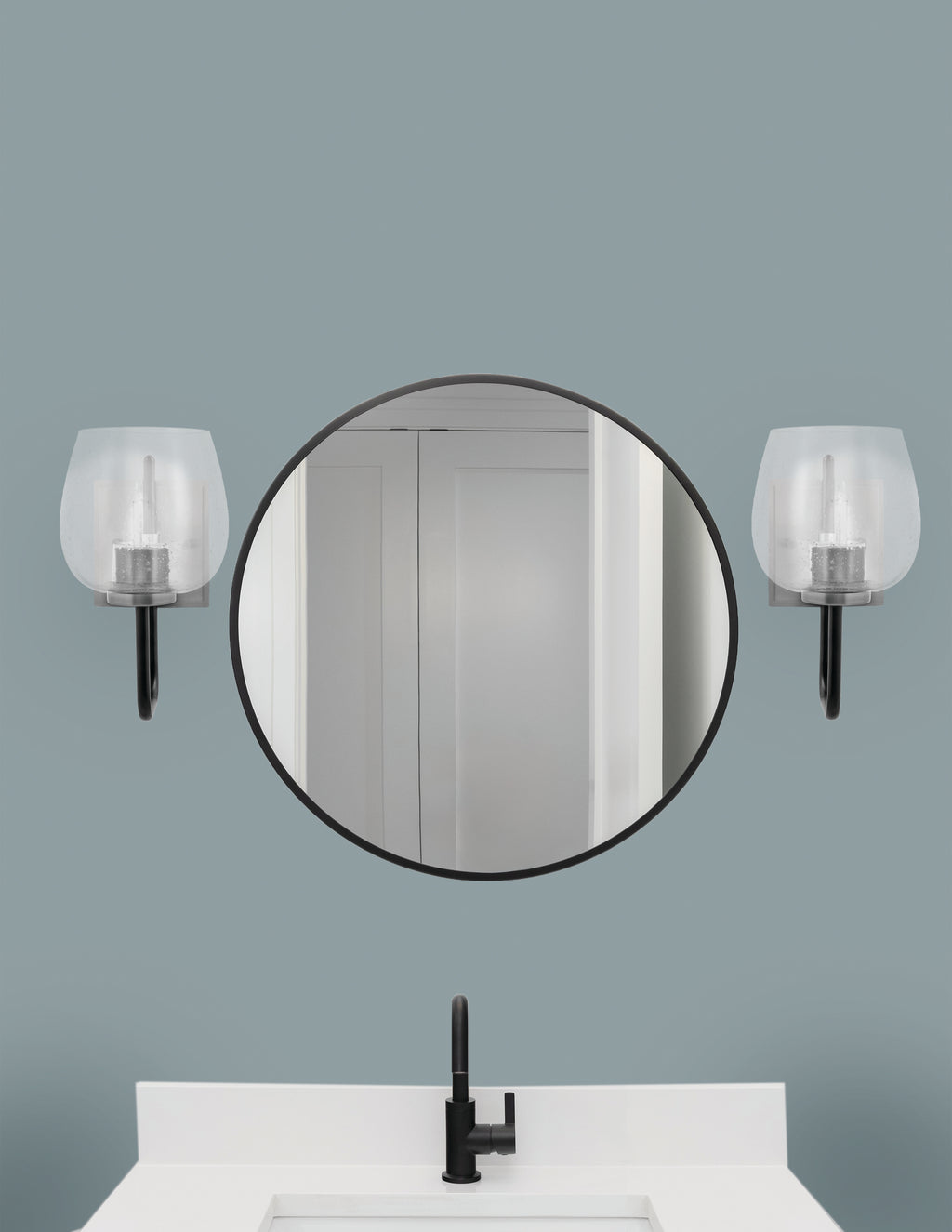 Sandia One Light Wall Sconce in Matte Black & Graphite with Clear Bubble Shade