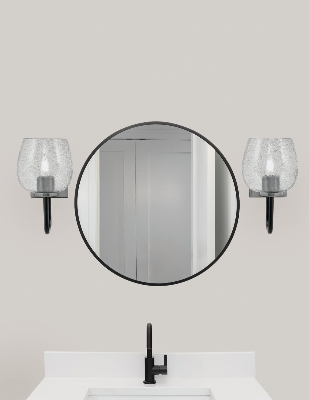 Sandia One Light Wall Sconce in Matte Black & Graphite with Smoke Bubble Shade