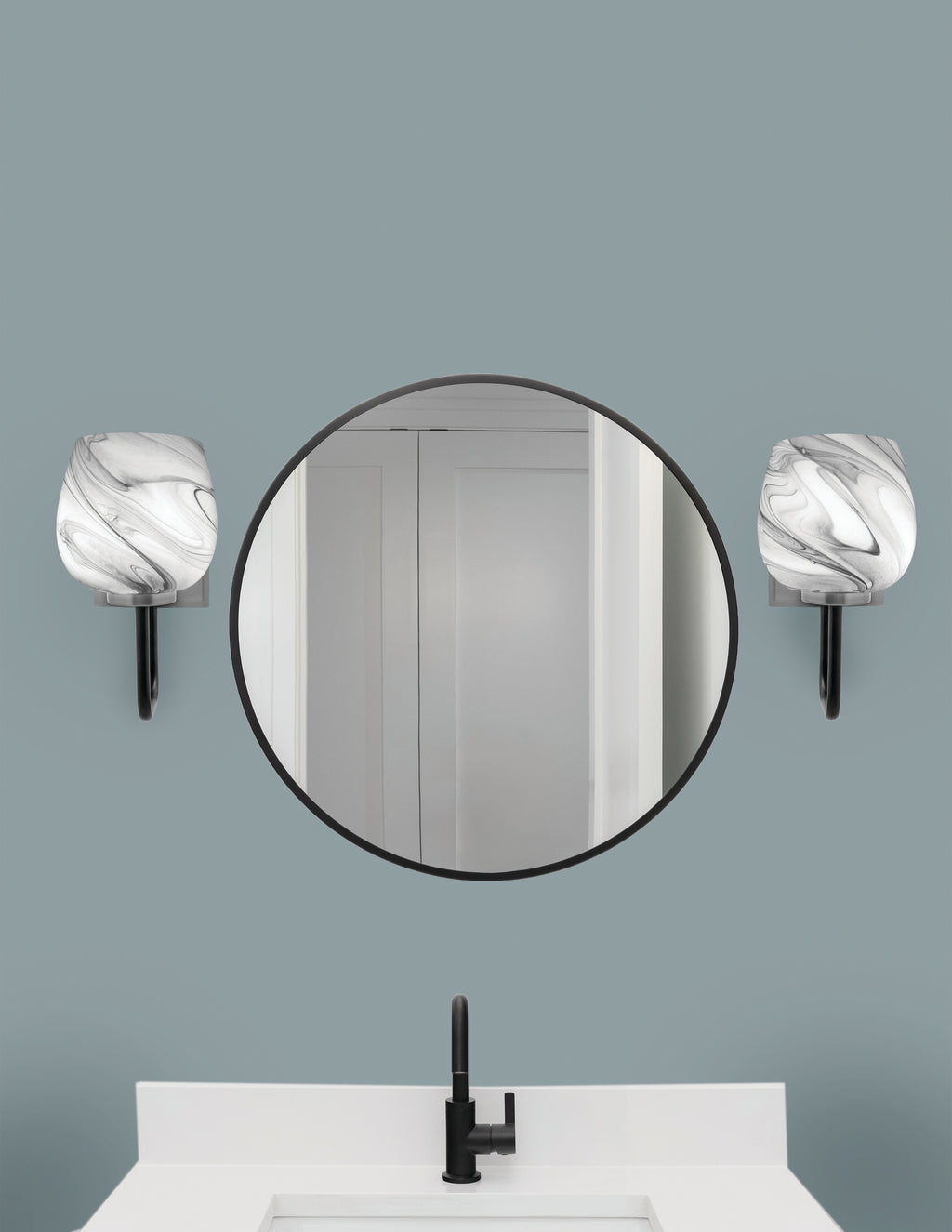 Sandia One Light Wall Sconce in Matte Black & Graphite with Onyx Swirl Shade