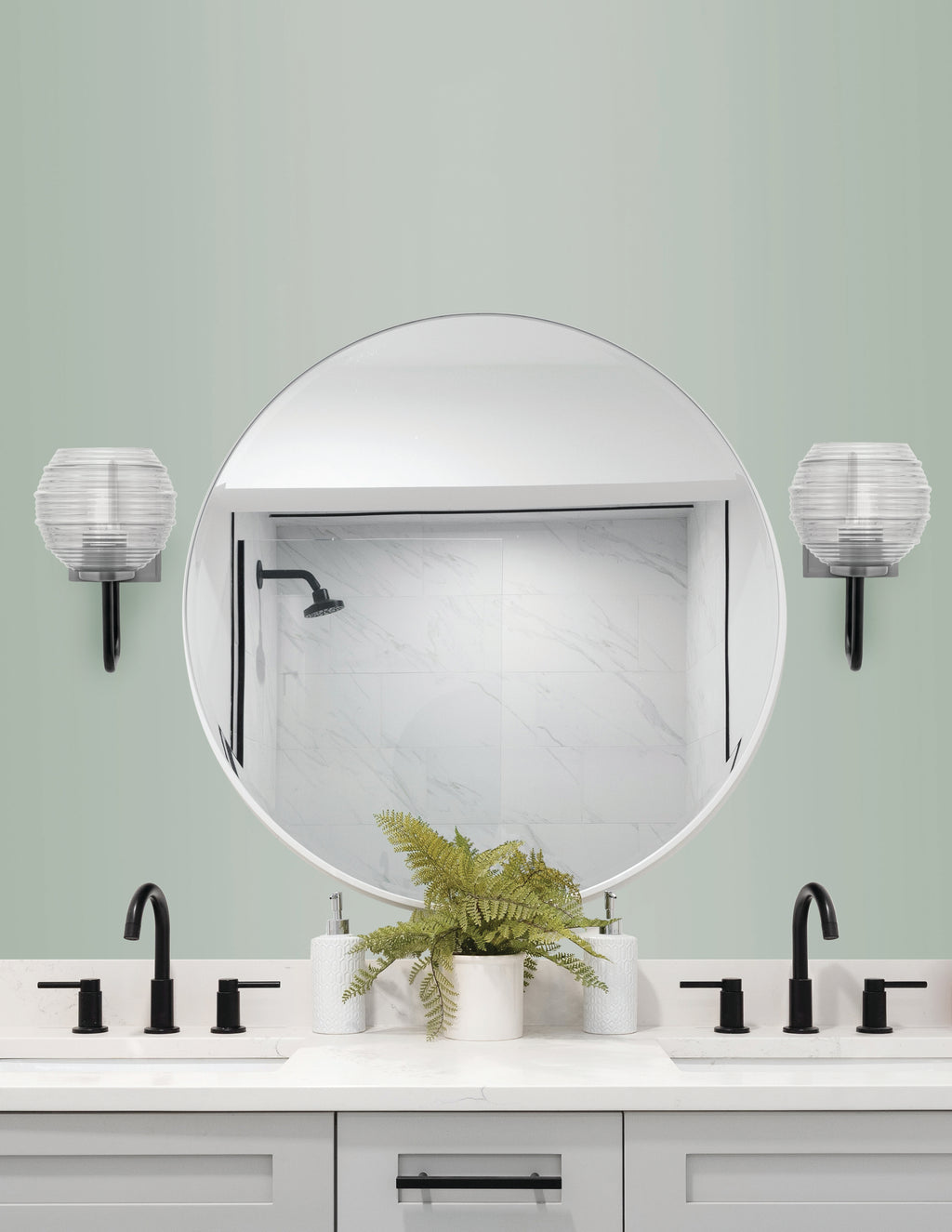 Sandia One Light Wall Sconce in Matte Black & Graphite with Clear Ribbed Shade