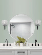 Sandia One Light Wall Sconce in Matte Black & Graphite with Clear Ribbed Shade