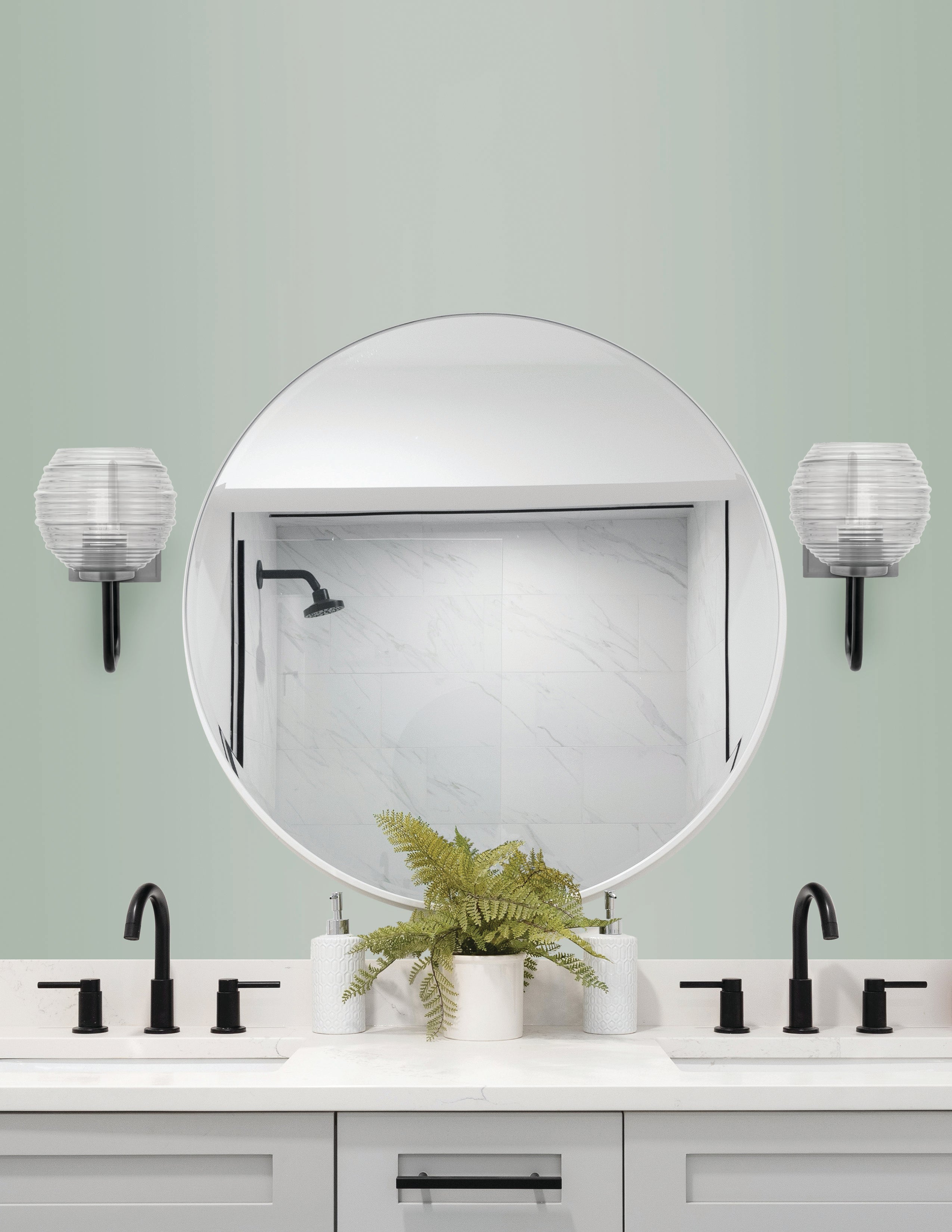 Sandia One Light Wall Sconce in Matte Black & Graphite with Clear Ribbed Shade