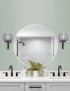 Sandia One Light Wall Sconce in Matte Black & Graphite with Smoke Ribbed Shade