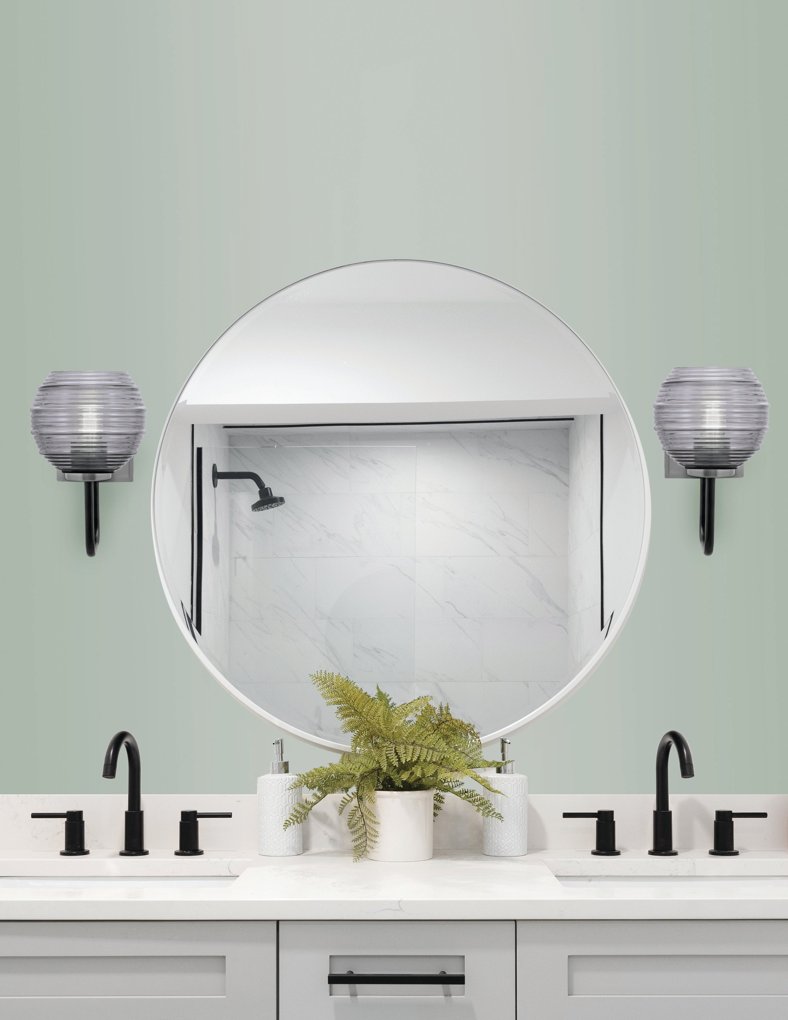 Sandia One Light Wall Sconce in Matte Black & Graphite with Smoke Ribbed Shade
