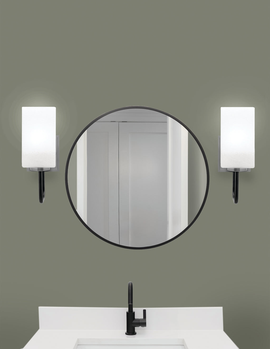 Sandia One Light Wall Sconce in Matte Black & Graphite with White Marble Shade